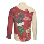 Palm Cockatoo Christmas Australia Long Sleeve Button Shirt Aussie Xmas Sock Coquette Bow