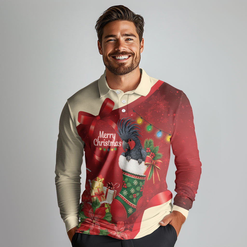 Palm Cockatoo Christmas Australia Long Sleeve Polo Shirt Aussie Xmas Sock Coquette Bow