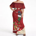 Palm Cockatoo Christmas Australia Off Shoulder Maxi Dress Aussie Xmas Sock Coquette Bow