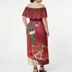 Palm Cockatoo Christmas Australia Off Shoulder Maxi Dress Aussie Xmas Sock Coquette Bow