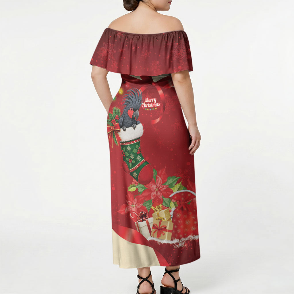 Palm Cockatoo Christmas Australia Off Shoulder Maxi Dress Aussie Xmas Sock Coquette Bow