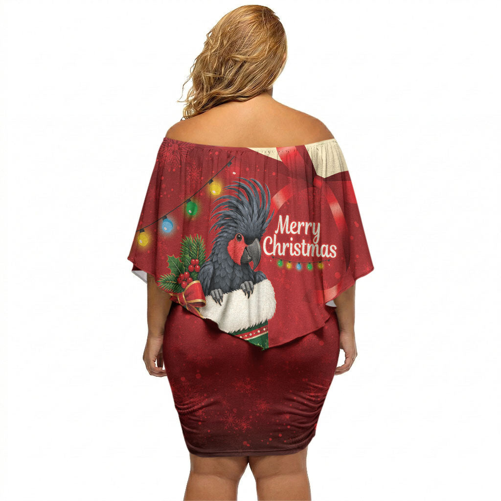 Palm Cockatoo Christmas Australia Off Shoulder Short Dress Aussie Xmas Sock Coquette Bow