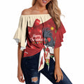 Palm Cockatoo Christmas Australia Off Shoulder Wrap Waist Top Aussie Xmas Sock Coquette Bow