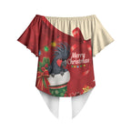 Palm Cockatoo Christmas Australia Off Shoulder Wrap Waist Top Aussie Xmas Sock Coquette Bow
