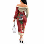 Palm Cockatoo Christmas Australia Off The Shoulder Long Sleeve Dress Aussie Xmas Sock Coquette Bow