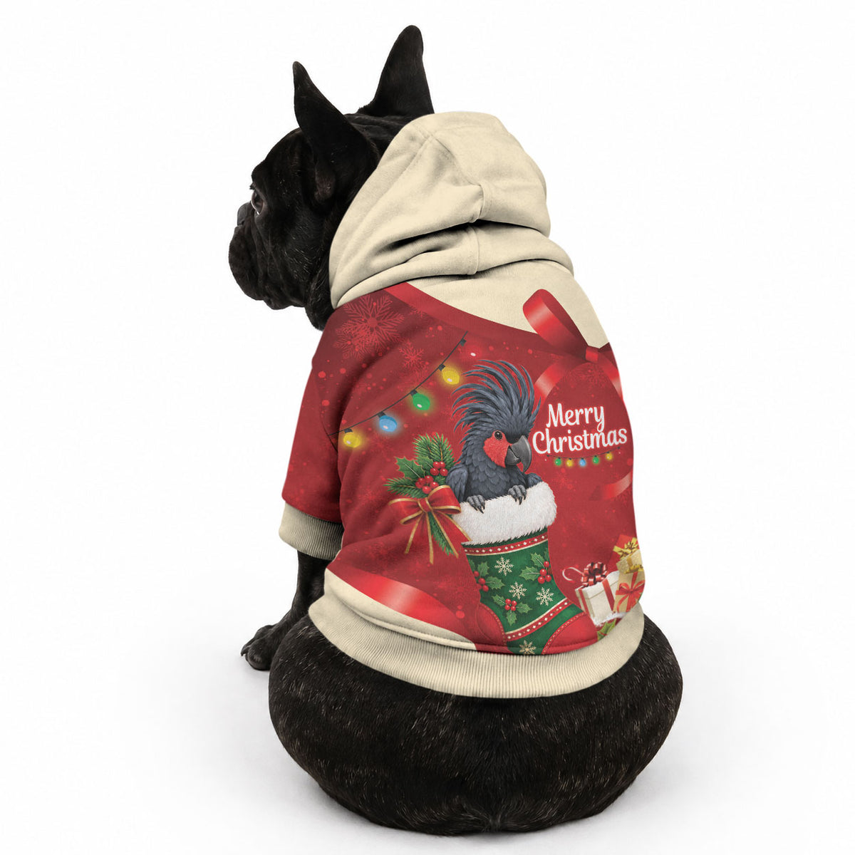 Palm Cockatoo Christmas Australia Pet Hoodie Aussie Xmas Sock Coquette Bow