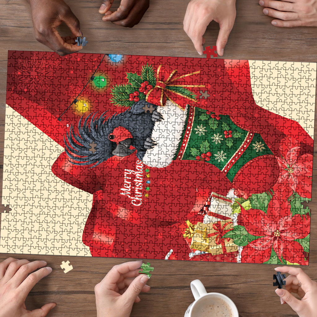 Palm Cockatoo Christmas Australia Puzzle Aussie Xmas Sock Coquette Bow