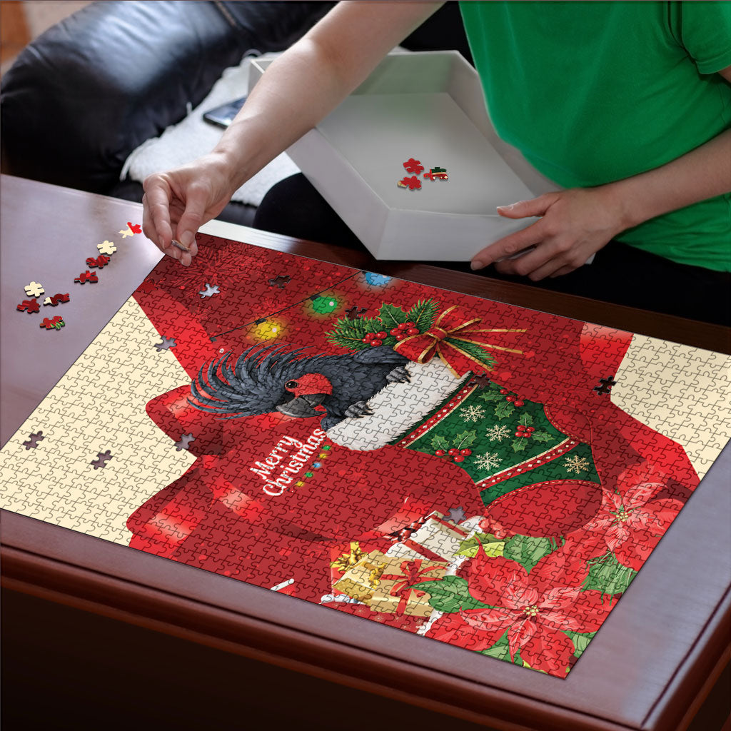 Palm Cockatoo Christmas Australia Puzzle Aussie Xmas Sock Coquette Bow