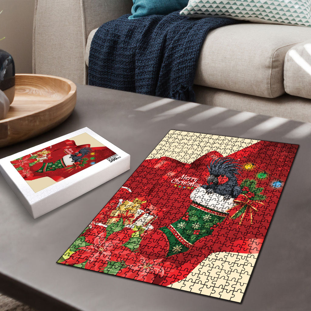 Palm Cockatoo Christmas Australia Puzzle Aussie Xmas Sock Coquette Bow