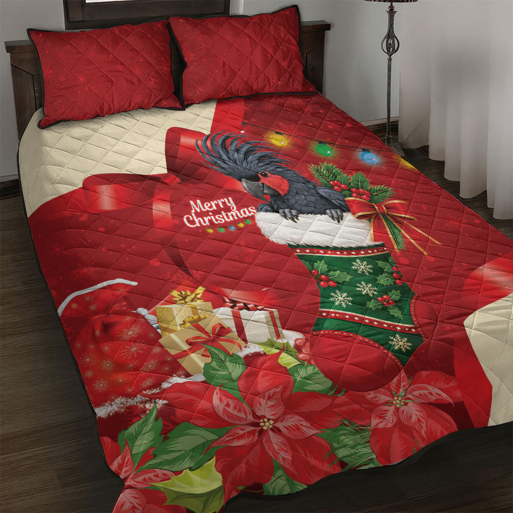 Palm Cockatoo Christmas Australia Quilt Bed Set Aussie Xmas Sock Coquette Bow