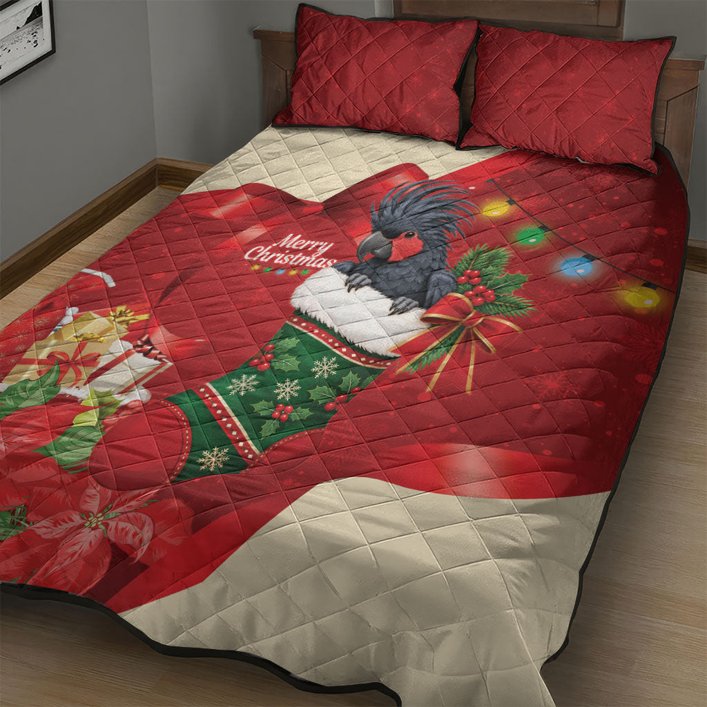 Palm Cockatoo Christmas Australia Quilt Bed Set Aussie Xmas Sock Coquette Bow