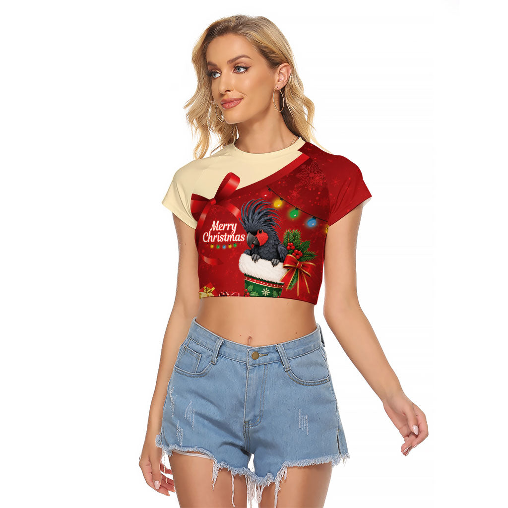 Palm Cockatoo Christmas Australia Raglan Cropped T Shirt Aussie Xmas Sock Coquette Bow