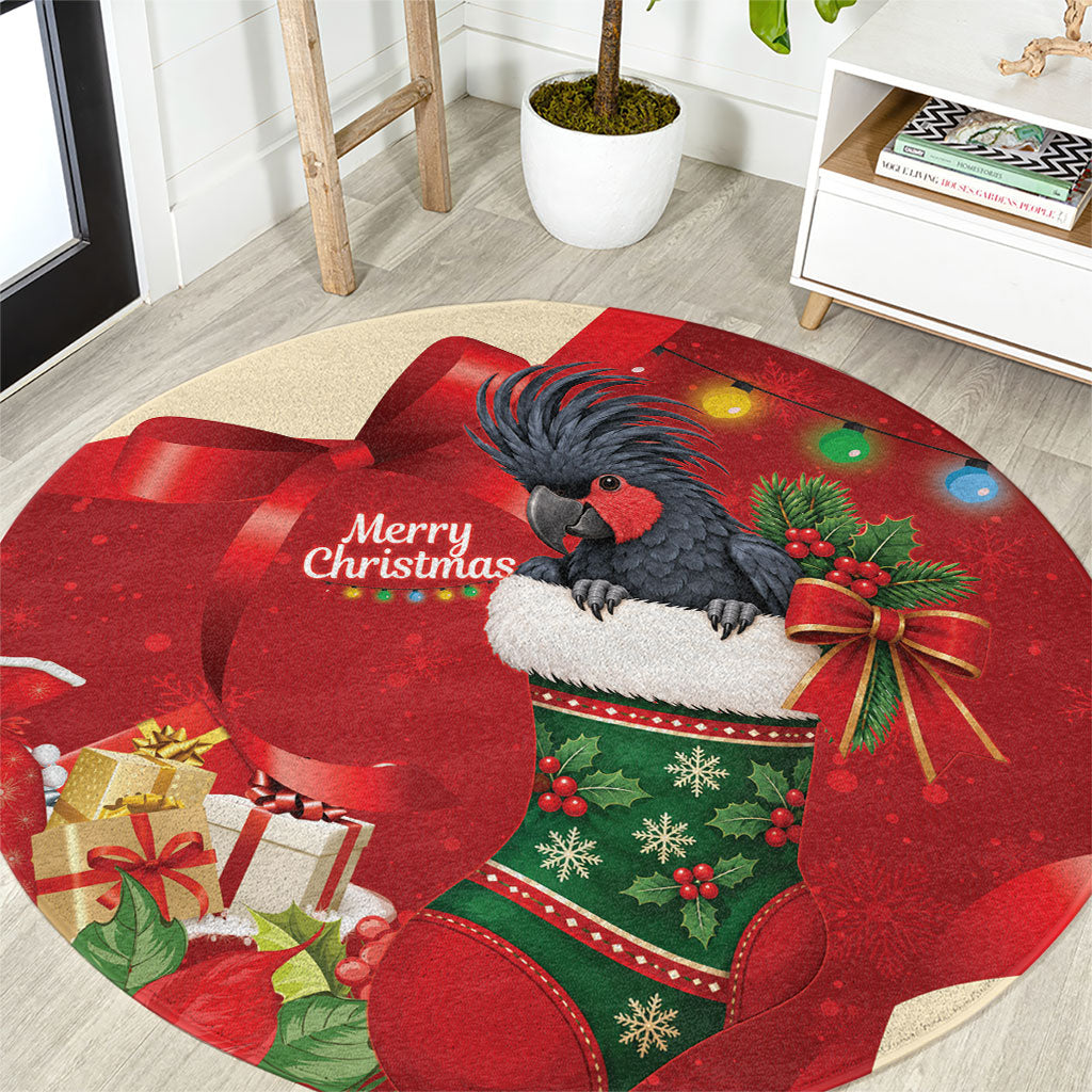 Palm Cockatoo Christmas Australia Round Carpet Aussie Xmas Sock Coquette Bow