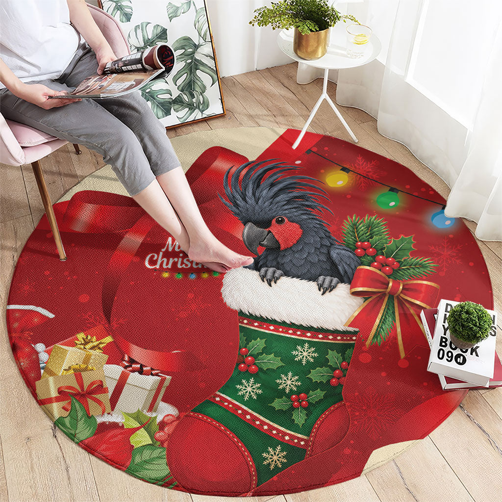 Palm Cockatoo Christmas Australia Round Carpet Aussie Xmas Sock Coquette Bow