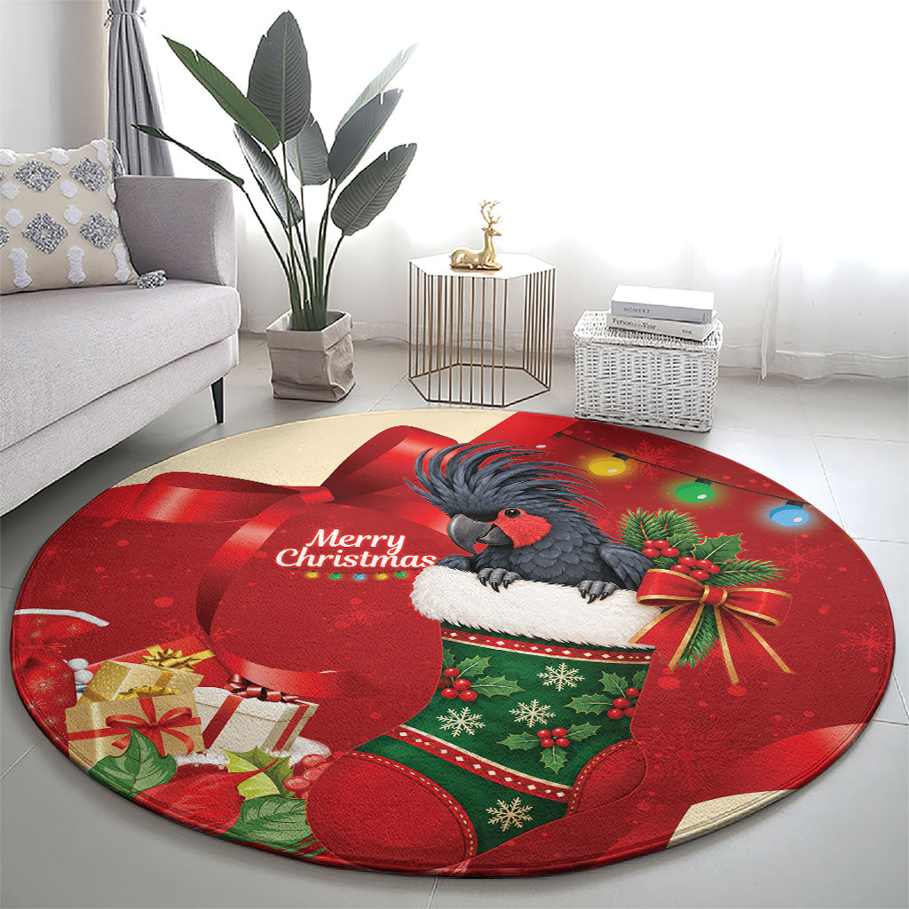 Palm Cockatoo Christmas Australia Round Carpet Aussie Xmas Sock Coquette Bow