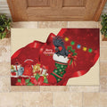 Palm Cockatoo Christmas Australia Rubber Doormat Aussie Xmas Sock Coquette Bow