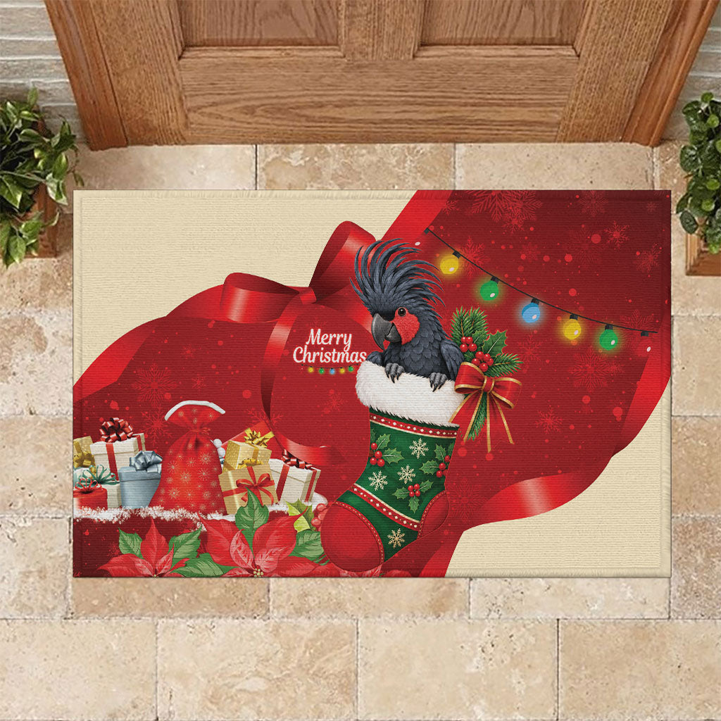 Palm Cockatoo Christmas Australia Rubber Doormat Aussie Xmas Sock Coquette Bow