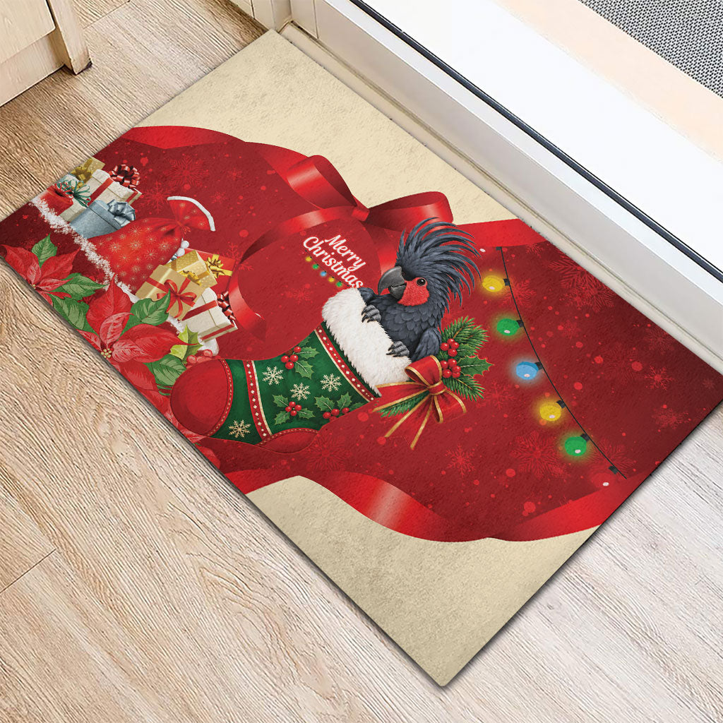 Palm Cockatoo Christmas Australia Rubber Doormat Aussie Xmas Sock Coquette Bow