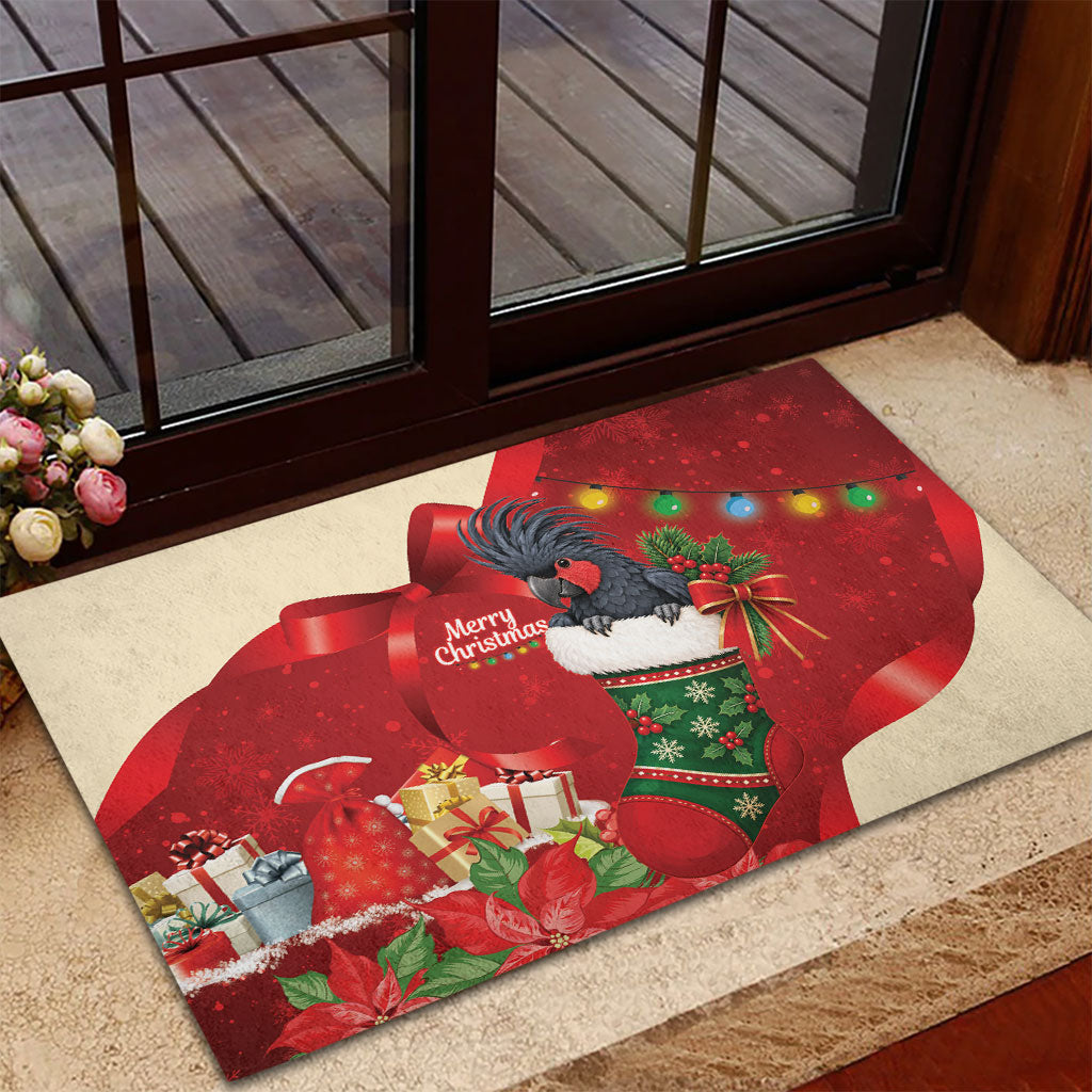 Palm Cockatoo Christmas Australia Rubber Doormat Aussie Xmas Sock Coquette Bow