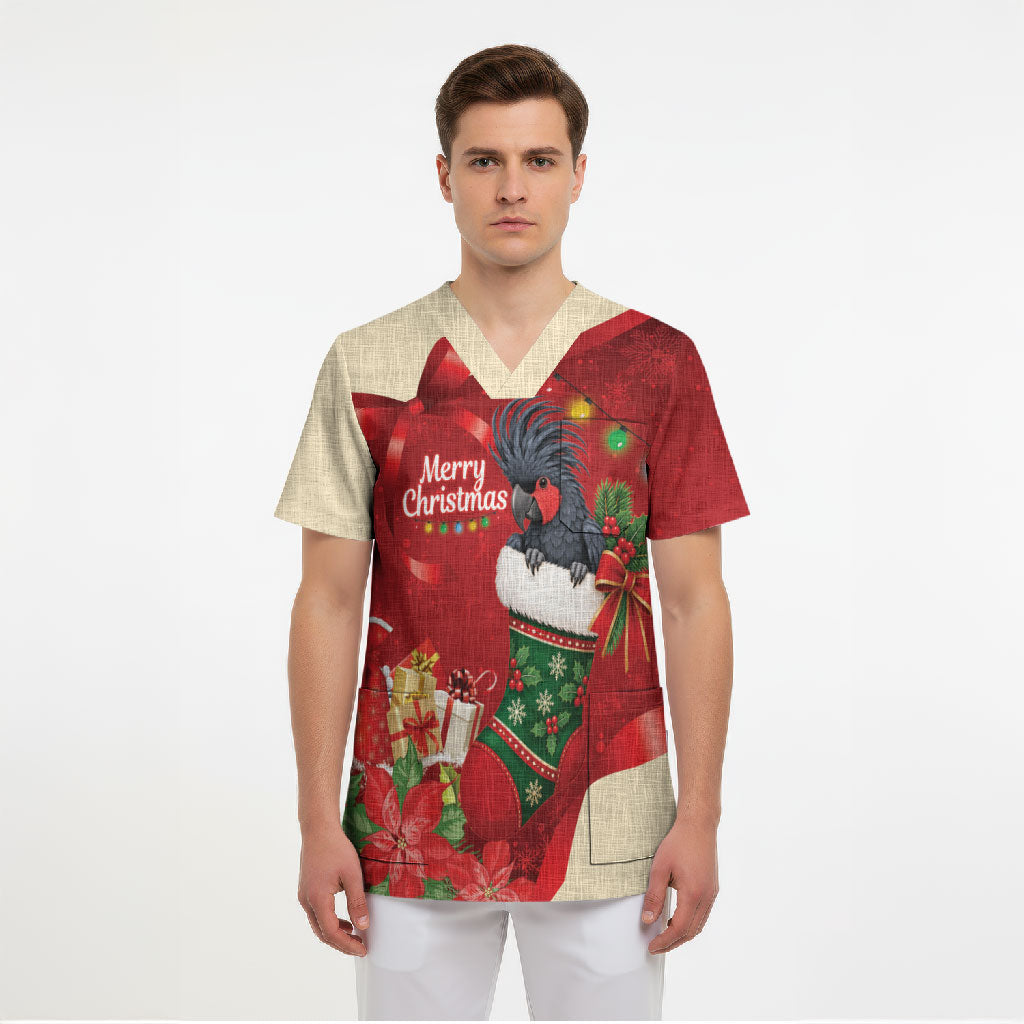 Palm Cockatoo Christmas Australia Scrub Top Aussie Xmas Sock Coquette Bow