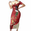 Palm Cockatoo Christmas Australia Short Sleeve Bodycon Dress Aussie Xmas Sock Coquette Bow