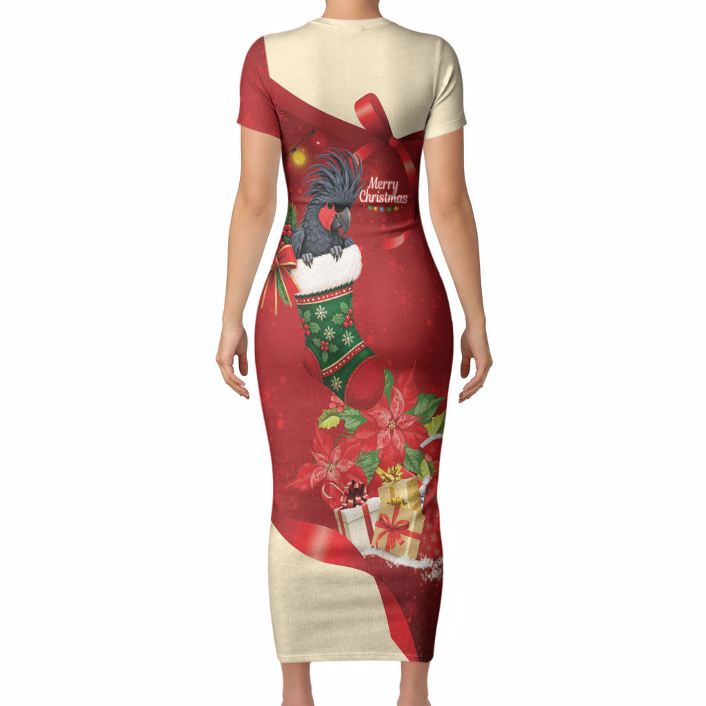 Palm Cockatoo Christmas Australia Short Sleeve Bodycon Dress Aussie Xmas Sock Coquette Bow