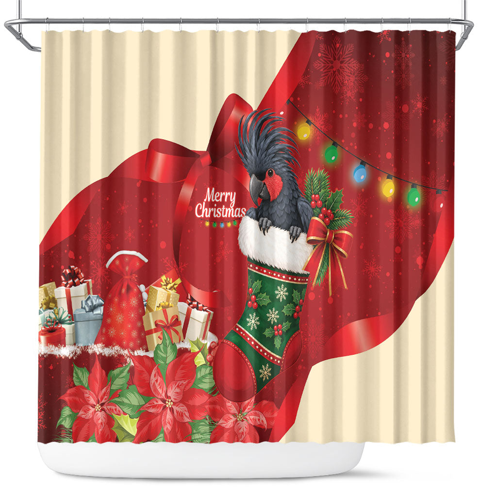 Palm Cockatoo Christmas Australia Shower Curtain Aussie Xmas Sock Coquette Bow