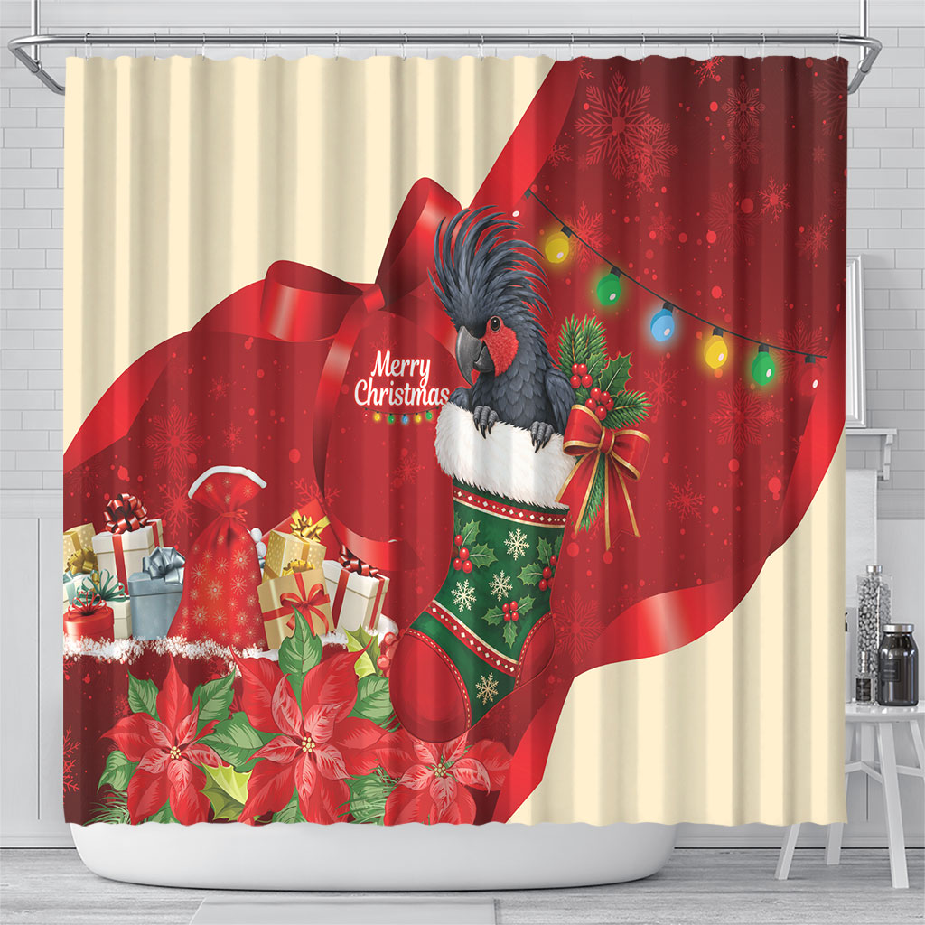 Palm Cockatoo Christmas Australia Shower Curtain Aussie Xmas Sock Coquette Bow