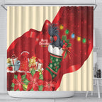 Palm Cockatoo Christmas Australia Shower Curtain Aussie Xmas Sock Coquette Bow
