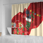 Palm Cockatoo Christmas Australia Shower Curtain Aussie Xmas Sock Coquette Bow