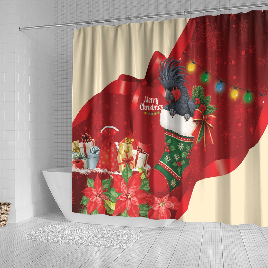 Palm Cockatoo Christmas Australia Shower Curtain Aussie Xmas Sock Coquette Bow