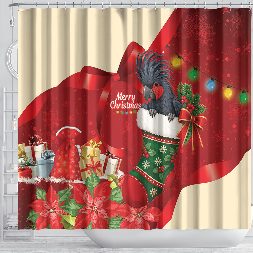 Palm Cockatoo Christmas Australia Shower Curtain Aussie Xmas Sock Coquette Bow