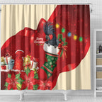 Palm Cockatoo Christmas Australia Shower Curtain Aussie Xmas Sock Coquette Bow