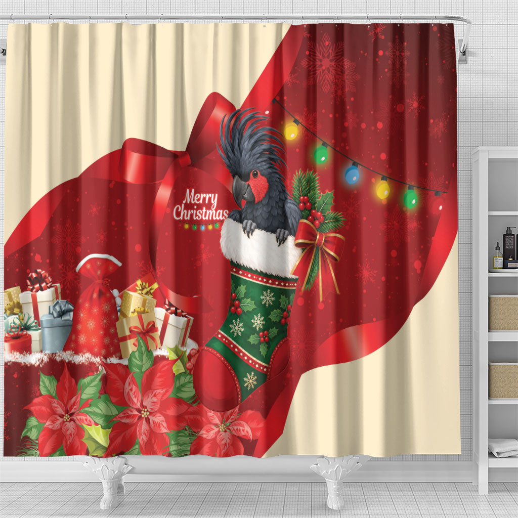 Palm Cockatoo Christmas Australia Shower Curtain Aussie Xmas Sock Coquette Bow