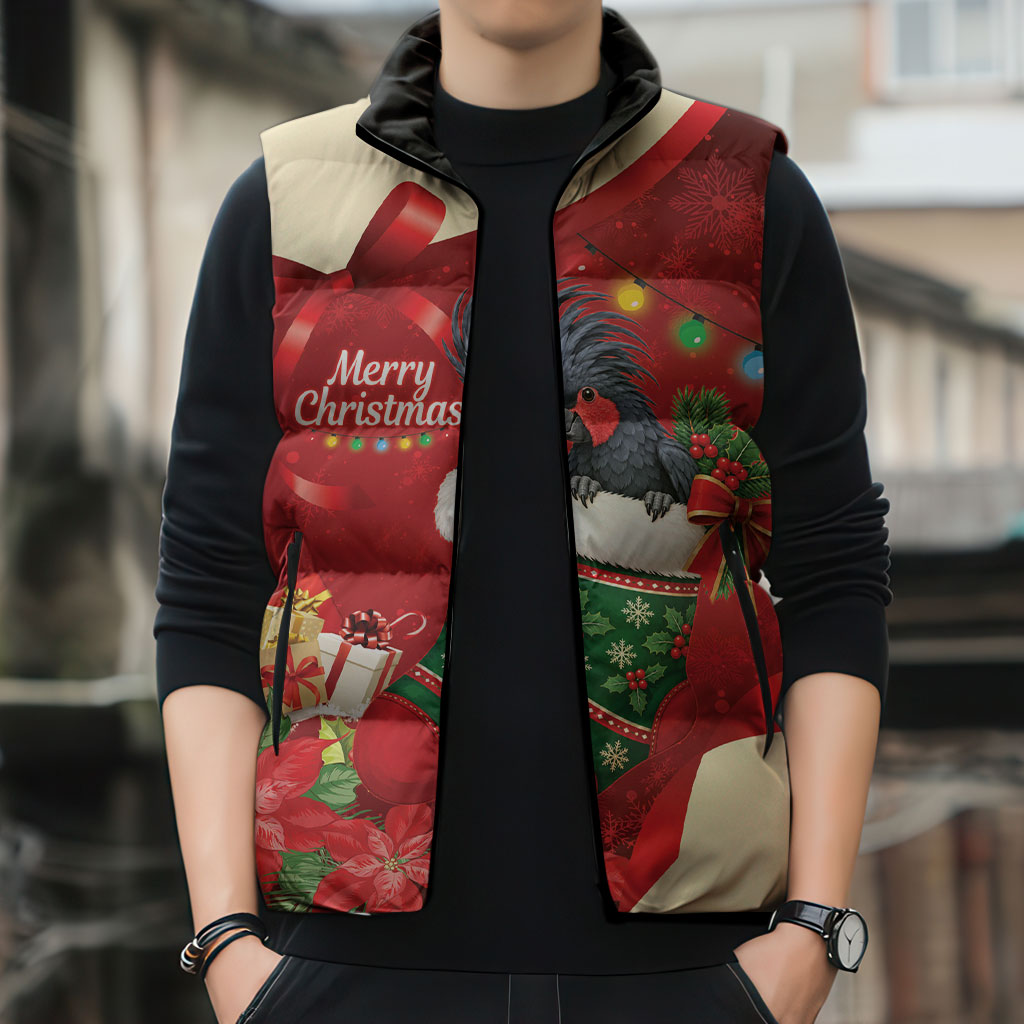Palm Cockatoo Christmas Australia Sleeveless Puffer Jacket Aussie Xmas Sock Coquette Bow