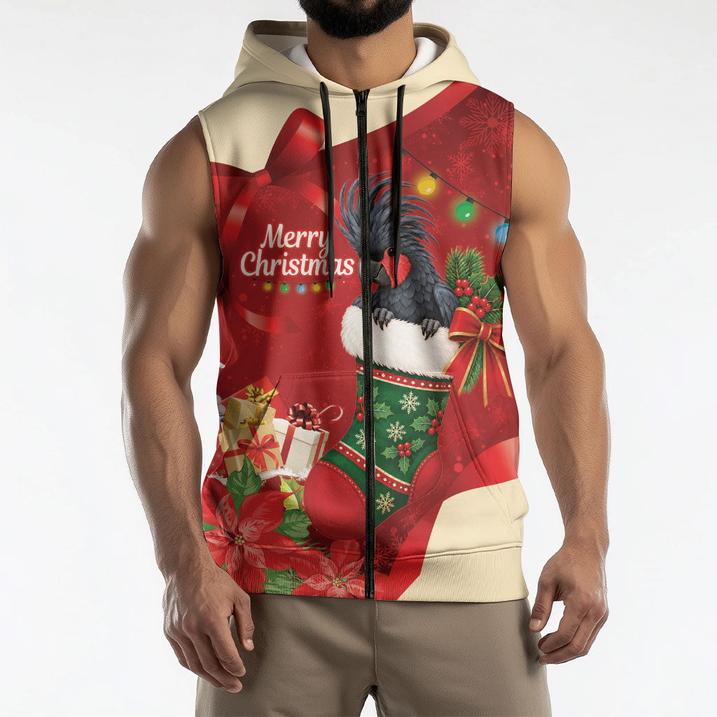 Palm Cockatoo Christmas Australia Sleeveless Zip Hoodie Aussie Xmas Sock Coquette Bow