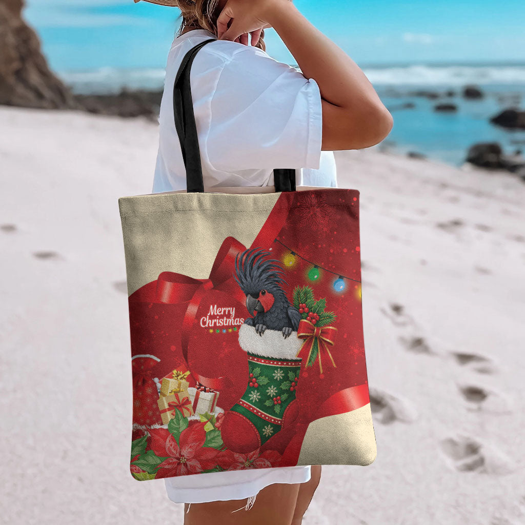 Palm Cockatoo Christmas Australia Tote Bag Aussie Xmas Sock Coquette Bow