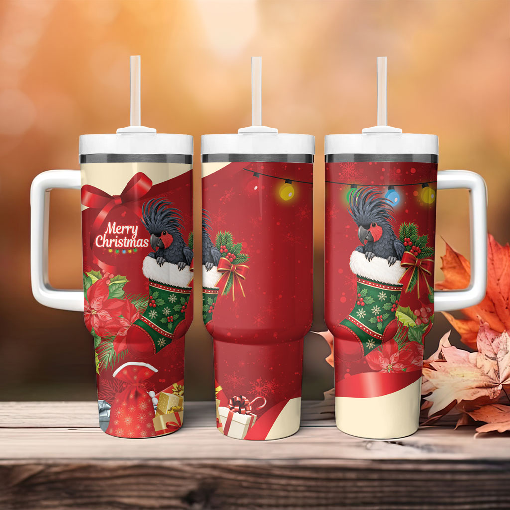 Palm Cockatoo Christmas Australia Tumbler With Handle Aussie Xmas Sock Coquette Bow