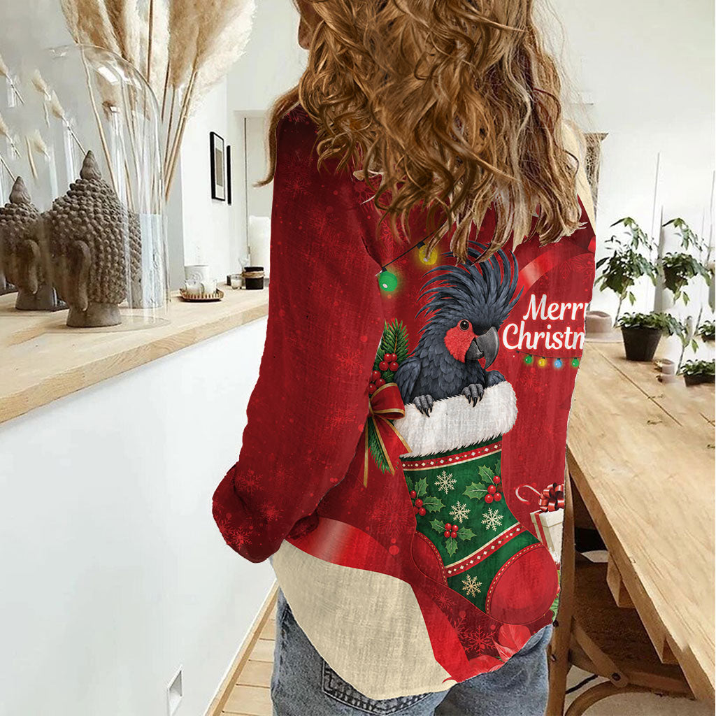 Palm Cockatoo Christmas Australia Women Casual Shirt Aussie Xmas Sock Coquette Bow