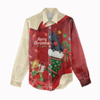 Palm Cockatoo Christmas Australia Women Casual Shirt Aussie Xmas Sock Coquette Bow