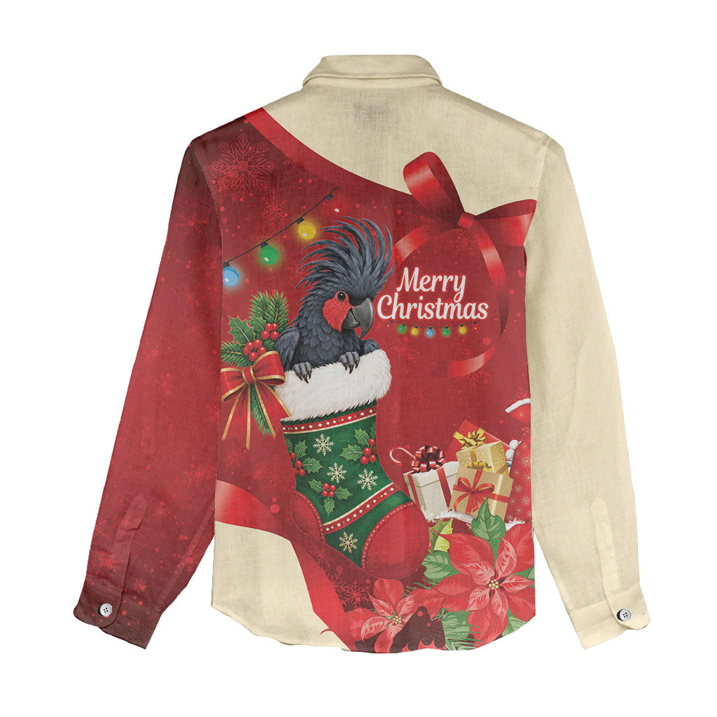 Palm Cockatoo Christmas Australia Women Casual Shirt Aussie Xmas Sock Coquette Bow