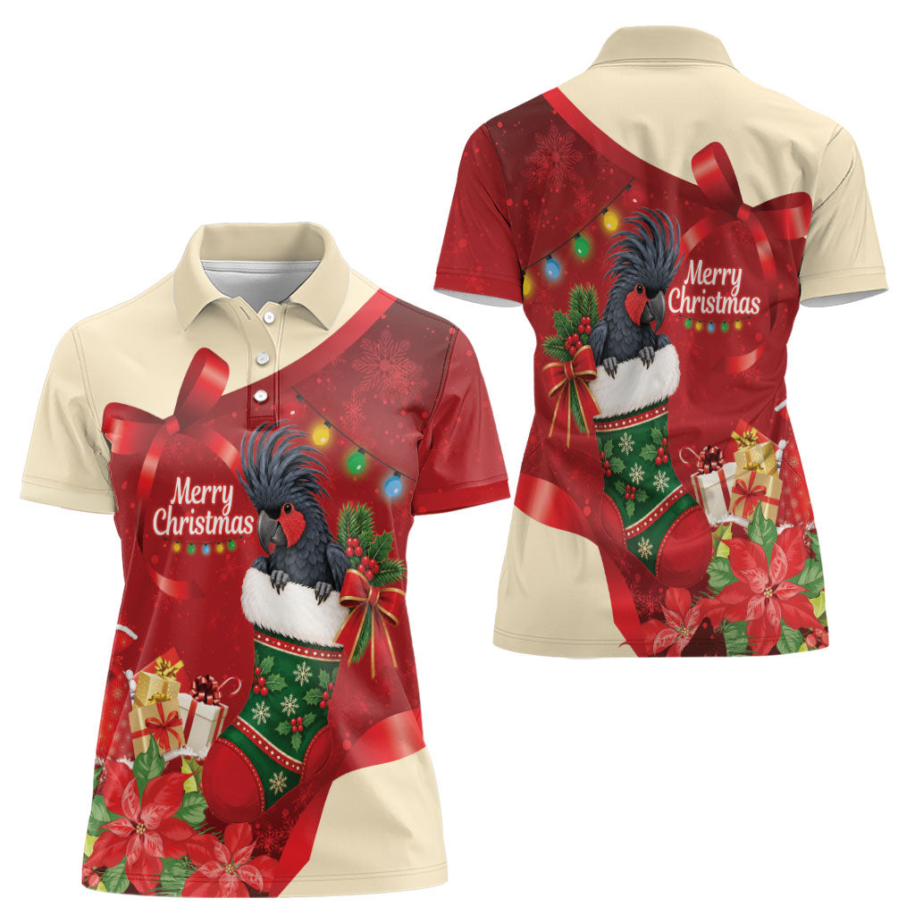 Palm Cockatoo Christmas Australia Women Polo Shirt Aussie Xmas Sock Coquette Bow