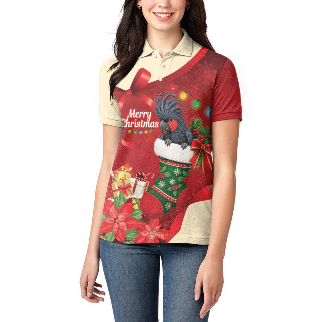 Palm Cockatoo Christmas Australia Women Polo Shirt Aussie Xmas Sock Coquette Bow