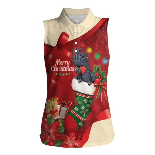 Palm Cockatoo Christmas Australia Women Sleeveless Polo Shirt Aussie Xmas Sock Coquette Bow