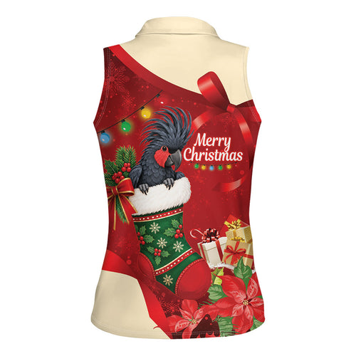 Palm Cockatoo Christmas Australia Women Sleeveless Polo Shirt Aussie Xmas Sock Coquette Bow