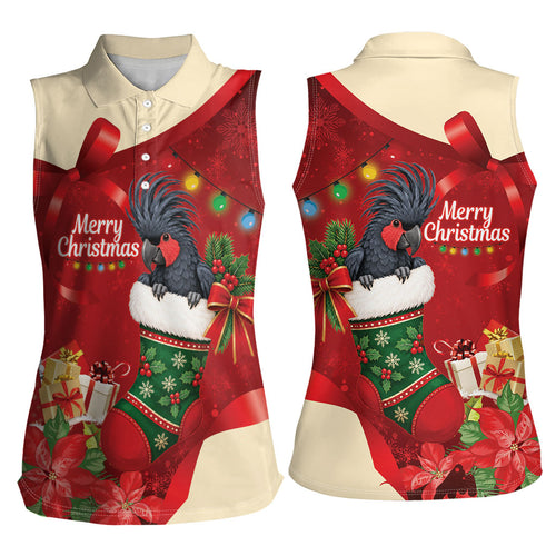 Palm Cockatoo Christmas Australia Women Sleeveless Polo Shirt Aussie Xmas Sock Coquette Bow