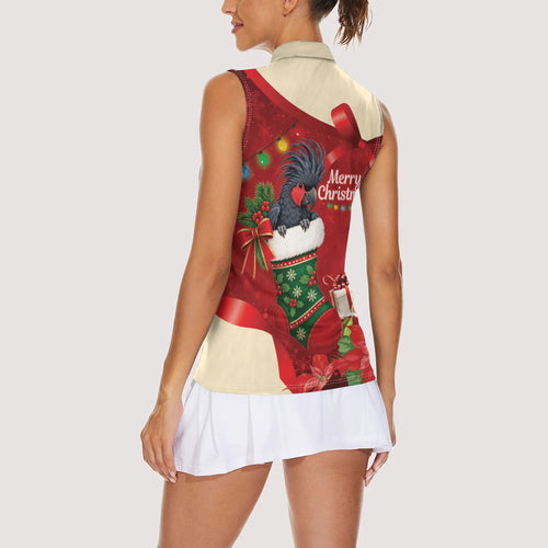 Palm Cockatoo Christmas Australia Women Sleeveless Polo Shirt Aussie Xmas Sock Coquette Bow