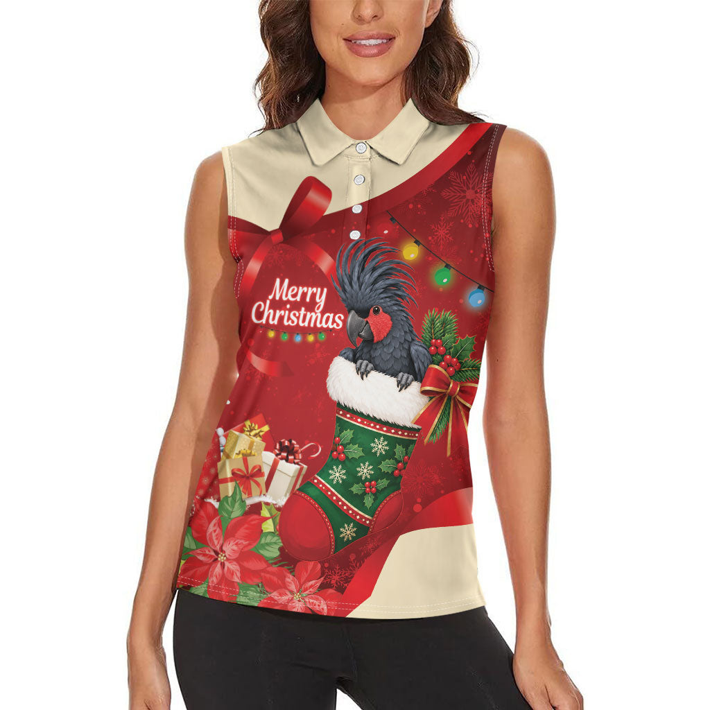 Palm Cockatoo Christmas Australia Women Sleeveless Polo Shirt Aussie Xmas Sock Coquette Bow