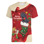 Palm Cockatoo Christmas Australia Women V-Neck T-Shirt Aussie Xmas Sock Coquette Bow