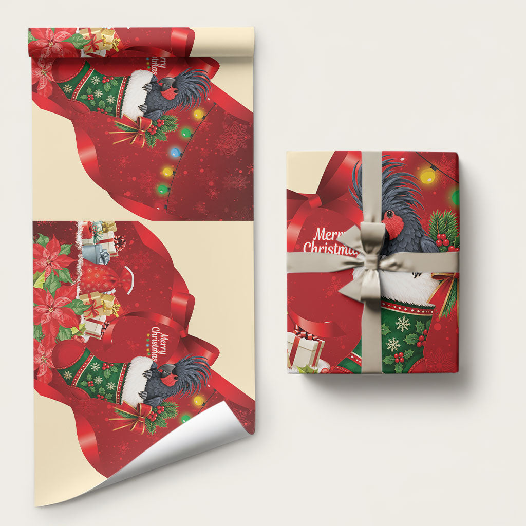 Palm Cockatoo Christmas Australia Wrapping Paper Aussie Xmas Sock Coquette Bow